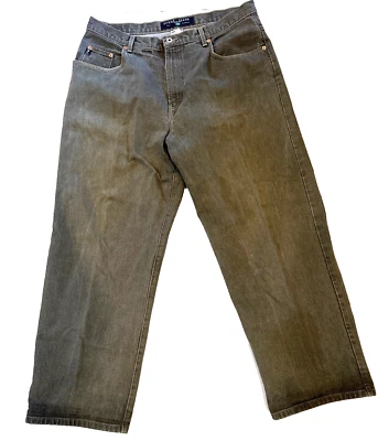 Calça jeans vintage Guess perna urbana relaxada 38x30 EUA verde oliva - Imagem 1 de 4