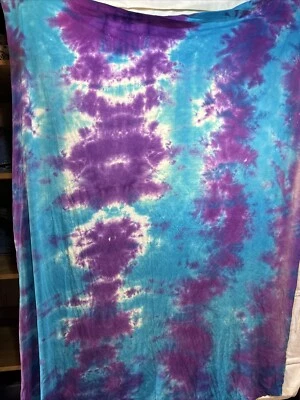 Tie Dye Hippie Fabric Flag Sheet 61”L X 47”W Wall Art College Purple Blue - Image 1 of 4