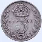 1908 Great Britain Threepence SILVER United Kingdom UK Coin Edward VII i119306