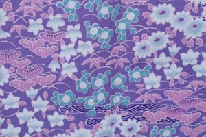 1.0 Yard David Textiles Fabric Rose & Hubble Bruske Asian Look Flowers Purple - Picture 1 of 10