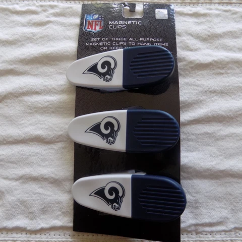 NFL Los Angeles Rams Magnetic Clips Refrigerator Chips Mail All Purpose 3 pk New Cover