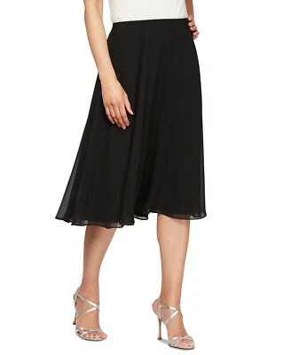 NUEVA FALDA DE GASA ACAMPANADA NEGRA ALEX EVENINGS TALLA XL $79 Foto 1 de 2