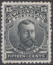 NEWFOUNDLAND 97 15c GRAY BLACK KING GEORGE V 1910 JOHN GUY ISSUE MPH VF CV$110 