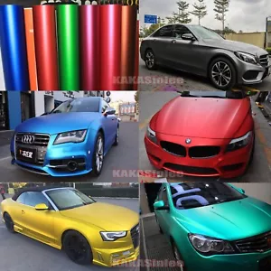 Whole Roll 65FT X 5FT Car Metallic Matte Chrome Satin Vinyl Wrap Sticker AB - Bild 1 von 43