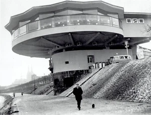 1958 Drahtfoto Rundarchitektur Gebäude am Rhein Köln Deutschland - Bild 1 von 2