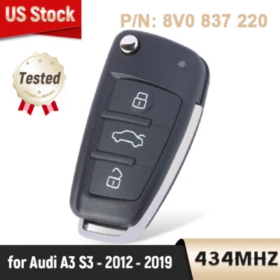 Mando a distancia sin llave abatible para Audi A3 S3 - 2012 - 2019 434 MHz ID48 8V0 837 220 Foto 1 de 4
