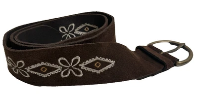 Cinturón Gap Cuero Genuino Mujer Marrón Hippie Flor Bordado Talla M Hecho en Italia Foto 1 de 4