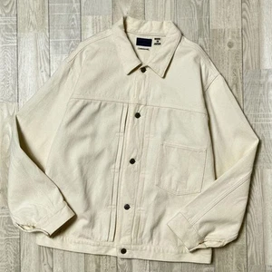 BLUE BLUE Japan Sashiko Trucker Jacket 1st Type White Ozone Wash Size L - Picture 1 of 9