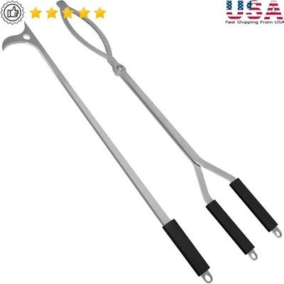 Pinzas de fuego de alta resistencia de 40 pulgadas de acero inoxidable para chimenea y herramienta de fogata nuevas Foto 1 de 4