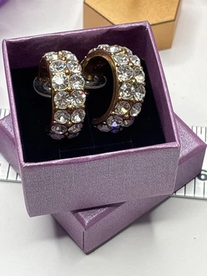 Madewell Gold-Tone Crystal Hoop Earrings With Rhinestone Accents In Gift Box Chu - Image 1 of 4