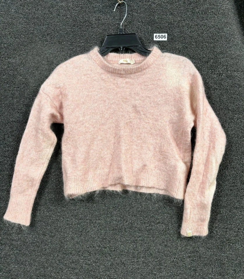 Suéter Obey Feminino Médio Rosa Mohair Lã Fuzzy Cropped Pulôver Malha Macia - Imagem 1 de 4