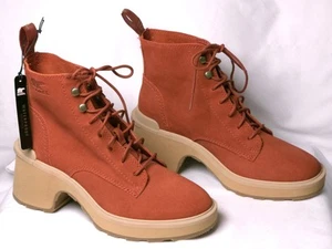 Sorel Hi-Line Heel Lace Boots Warp Red Tawny Buff Women's Size 7 NWT - Picture 1 of 9