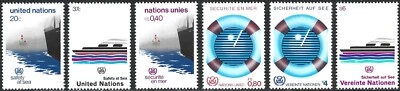 Juego de 6 estampillas de las Naciones Unidas - "Seguridad en el mar" de 1983, MNH-OG (662) Foto 1 de 4