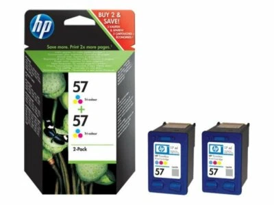 2x Genuine HP 57 Tri-Colour ink cartridges (C6657A) - FREE UK DELIVERY! - Image 1 of 4