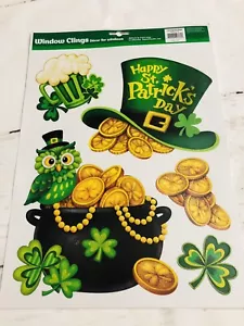 Happy St Patrick's Day Fensterklammern Klee, Topf Gold, Hut, Eule - Bild 1 von 2