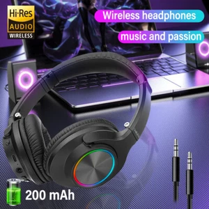 LED Bluetooth Headphones Over Ear, 20H Playtime and 3 EQ Music Modes Wireless - Picture 1 of 10