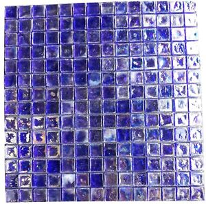 12x12 Tile Blue Glass Shower Mosaic Remodel Backsplash BOX OF 6 T-20