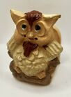 Vintage Hindt Clay Pottery Owl Wall Hook Figure Art Artist Signed Brown 3.5?