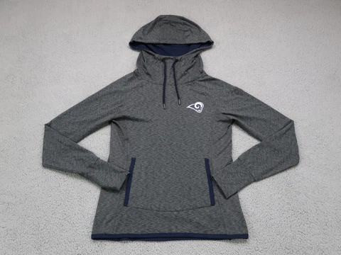 St Louis Rams Sweater Women Medium Gray Blue Pro Line Pullover Hoodie Sweatshirt Cover