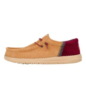 Hey Dude Wally Funk Corduroy Men's Casual Shoes, Tan/Burgundy, M10 - Picture 1 of 7