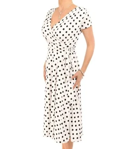 Nuevo Marfil Lunares Ajustado y con Vuelo Vestido - Forrado - Imagen 1 de 4