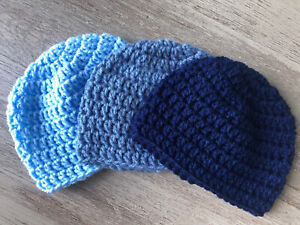 3 pack baby hats. Baby wear. Baby clothes. Newborn baby unisex crochet hats.