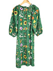 Loft Dress Size Medium Petite Womens Green Garden Puff Sleeve Midi Floral Print
