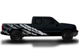 Custom Vinyl Decal Wrap Kit HALFSIDE SHRED for 99-07 Chevy Silverado 1500 SILVER - Picture 1 of 2