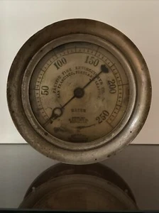 Antique Brass Or Copper Pacific Fire Extinguisher WATER Pressure Gauge Steampunk - Picture 1 of 8