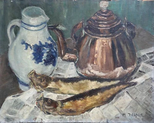 Marcel Jaspar Stillleben, Flämische Schule zwanzigsten Jahrhundert, Öl auf Holz - Bild 1 von 1