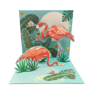 Flamingos Greeting Card Pop Up 3D Any Ocassion Birthday Card - Picture 1 of 6
