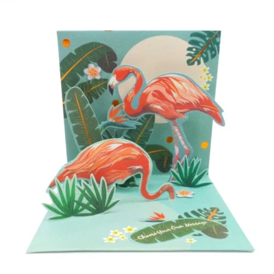 Flamingos Greeting Card Pop Up 3D Any Ocassion Birthday Card  - Image 1 of 4