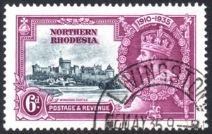 Nordrhodesien 1935 6d Silber Jubiläum lila Linie von Turm VIELFALT SG.21 ss - Bild 1 von 1
