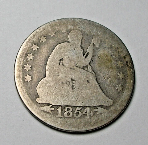 1854 90% Silver Seated Liberty Quarter Cover