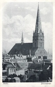 2/AK Stettin-Szczecin-Echtfoto-Jakobikirche-1928-Bahnpost Zug 594-Polen-gelaufen - Bild 1 von 2