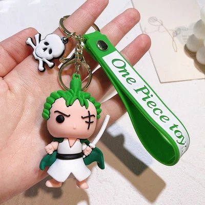 Kids One Piece Luffy Zoro Doll Silicone Keychain Keyring Bag Gift Toy Set UK NEW