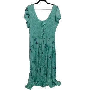 Sakkas Dress Womens Plus Size 1X/2X Corset Maxi Fairy Embroidered Boho Cottage - Picture 1 of 14