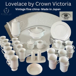 Crown Victoria Lovelace Fine China White with Platinum trim "Select Pieces" - Picture 1 of 21