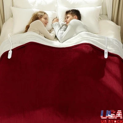 Dual Zone Electric Heated Blanket 5 Heat Settings Auto Off Cozy Comfort New - Image 1 of 4