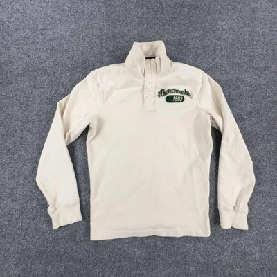 Suéter Abercrombie & Fitch Para Hombres Pequeño Crema 1892 Logo Cuello Simulado Rugby Pullover Foto 1 de 4