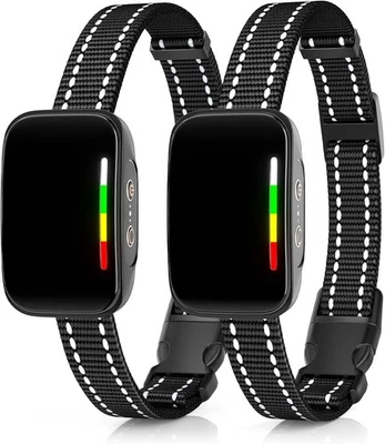 KIULUTA 2 Pack Rechargeable Dog Bark Collar for Large Medium Small Dogs - Black