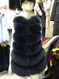 Women Coat Real Vulpes Fox Fur Vest Winter Luxury Fur Gilets Sleeveless Overcoat - Picture 1 of 24