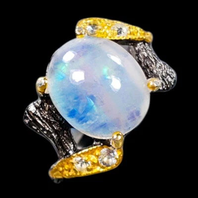 Not Enhanced Moonstone Silver Sterling Ring 925 Sterling  / RVS429 - Image 1 of 3