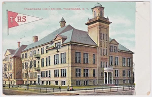 1908 antica cartolina TONAWANDA HIGH SCHOOL New York NY Erie Co Cascate del Niagara PC - Foto 1 di 7