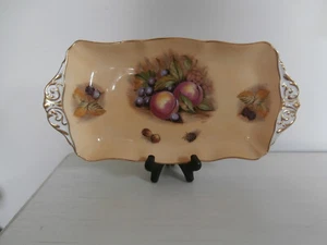 VINTAGE AYNSLEY 'ORCHARD GOLD' FINE BONE CHINA FLUTED RIM SANDWICH TRAY SIGNED - Picture 1 of 10