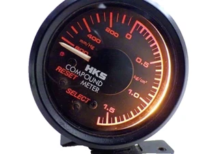 HKS Boost Gauge 60mm Black Face Electronic Turbo Meter Orange Illumination JDM - Picture 1 of 9