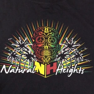Natural Heights Reggae Sugar Skull 2X Black Graphic T Shirt Anvil - Picture 1 of 5