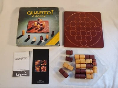 QUARTO! Two Player Strategy Game Vintage 1991 Gigamic Wooden Board & Pieces  - Image 1 of 4