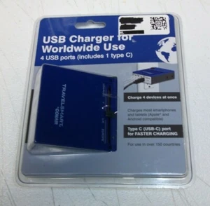 Travel Smart Conair Worldwide Blau AC USB Reiseadapter Smartphones TS243T - Bild 1 von 1