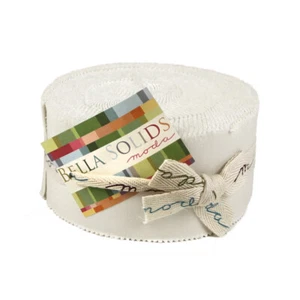 Jelly Roll Moda Bella Solids White Quilters Cotton Fabric Precuts Bundle M530.20 - Picture 1 of 1